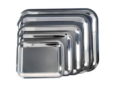 Tálca, szögletes, rozsdamentes acél, 25 x 21 cm