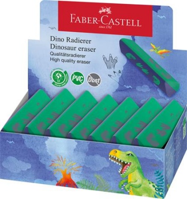 Radír display, háromszögletű, FABER-CASTELL, dinoszaurusz