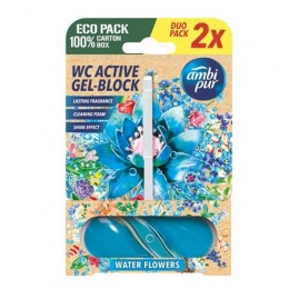 WC tisztító blokk, 2x45 g, AMPI PUR, vízi virágok